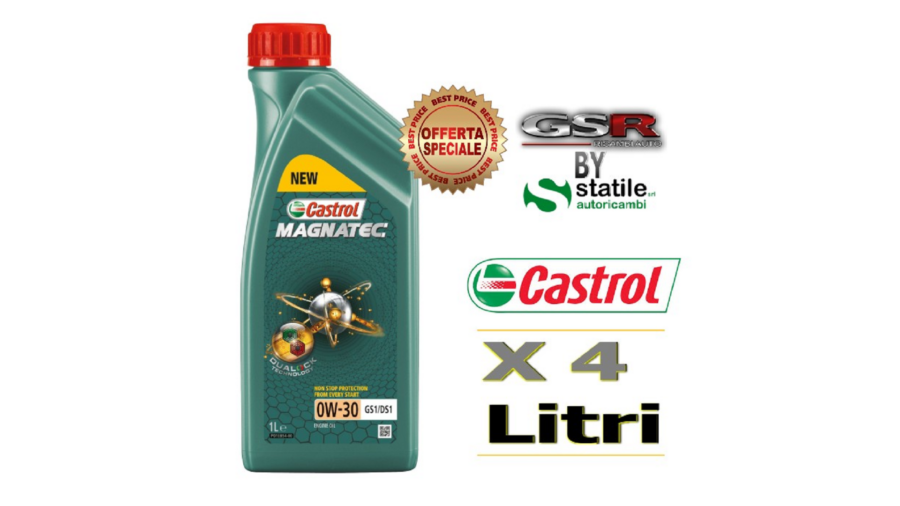 4 Litri Olio-Lubrificante Castrol Magnatec 0W30 GS1/DS1 Lt.1